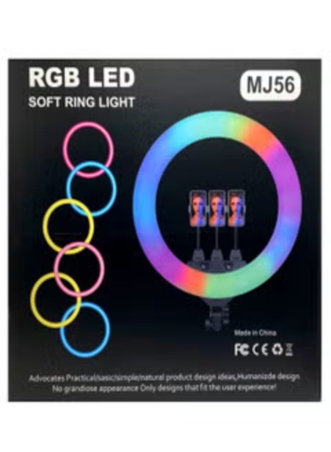 MJ56 22" RGB Ring LIGHT with Mini Light Sstand For Youtube Photo Shoot Video Shoot Live Stream - Image 3