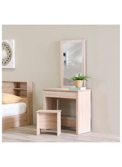 DANUBE HOME Adriana Bed + Dresser And Stool Set Queen Size Bed Frame And Dresser Set Sturdy Modern Design Wooden Double Bedroom Set Furniture Comfortable Bedset For Bed Room Sonoma Oak  - Image 5