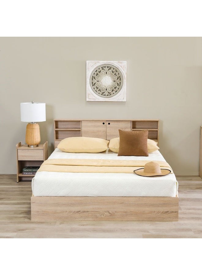 DANUBE HOME Adriana Bed + Dresser And Stool Set Queen Size Bed Frame And Dresser Set Sturdy Modern Design Wooden Double Bedroom Set Furniture Comfortable Bedset For Bed Room Sonoma Oak - Image 2