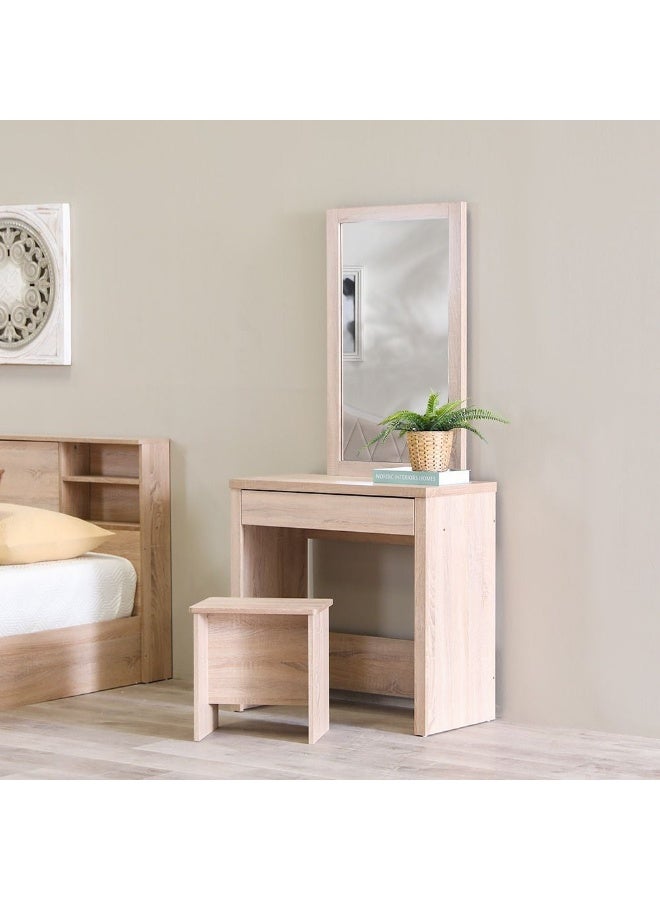 DANUBE HOME Adriana Bed + Dresser And Stool Set Queen Size Bed Frame And Dresser Set Sturdy Modern Design Wooden Double Bedroom Set Furniture Comfortable Bedset For Bed Room Sonoma Oak - Image 3