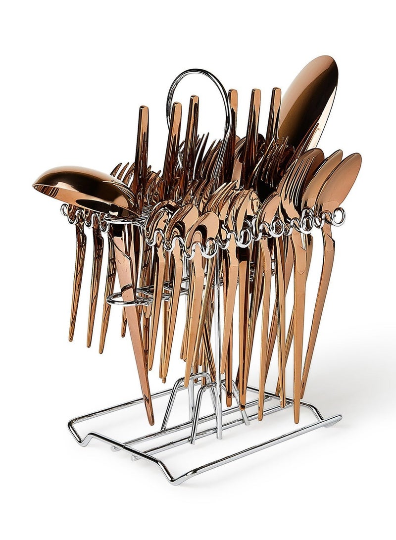 DESSINI 39-Piece Stainless Steel Cutlery Set Gold - Image 3