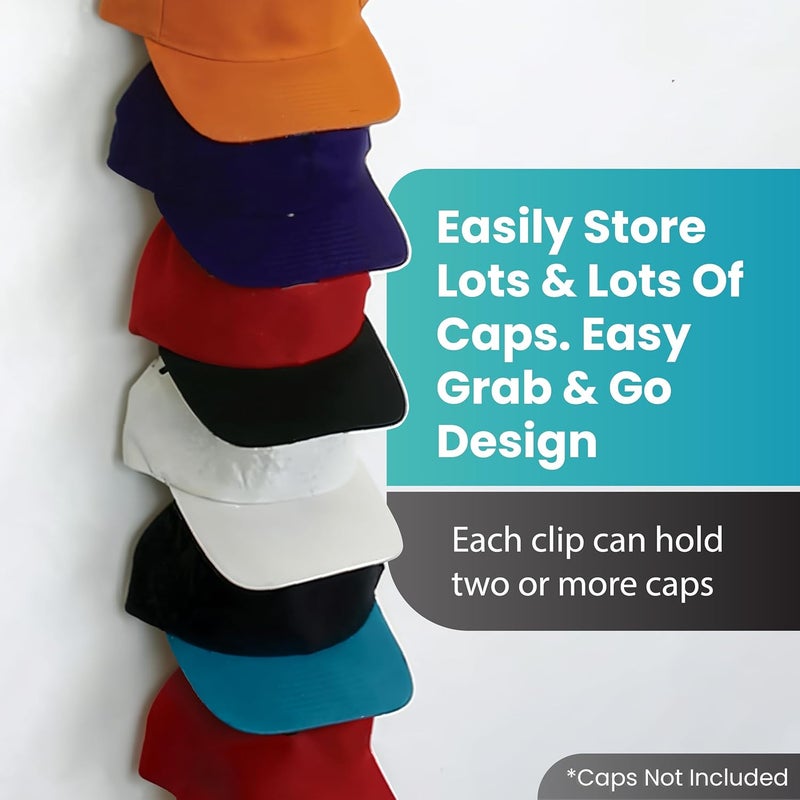 Perfect Curve Cap Rack System 36 - Baseball Cap Organizer with 12 Clips for Up to 36 Caps, Black - Image 3