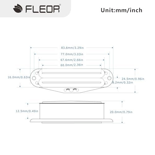 FLEOR Hot Dual Rail Humbucker Single-Coil-Sized Guitar Humbucker Pickup(9-10K), Cream - Image 2