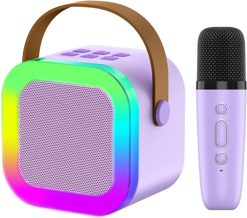 Crackles Portable Karaoke Machine for Kids Adults, Portable Bluetooth Mini Karaoke Microphone Singing Speaker with 1 Wireless Mic and Light,Gifts, Random Colors - Image 2