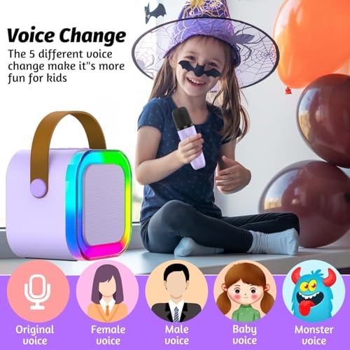 Crackles Portable Karaoke Machine for Kids Adults, Portable Bluetooth Mini Karaoke Microphone Singing Speaker with 1 Wireless Mic and Light,Gifts, Random Colors - Image 5