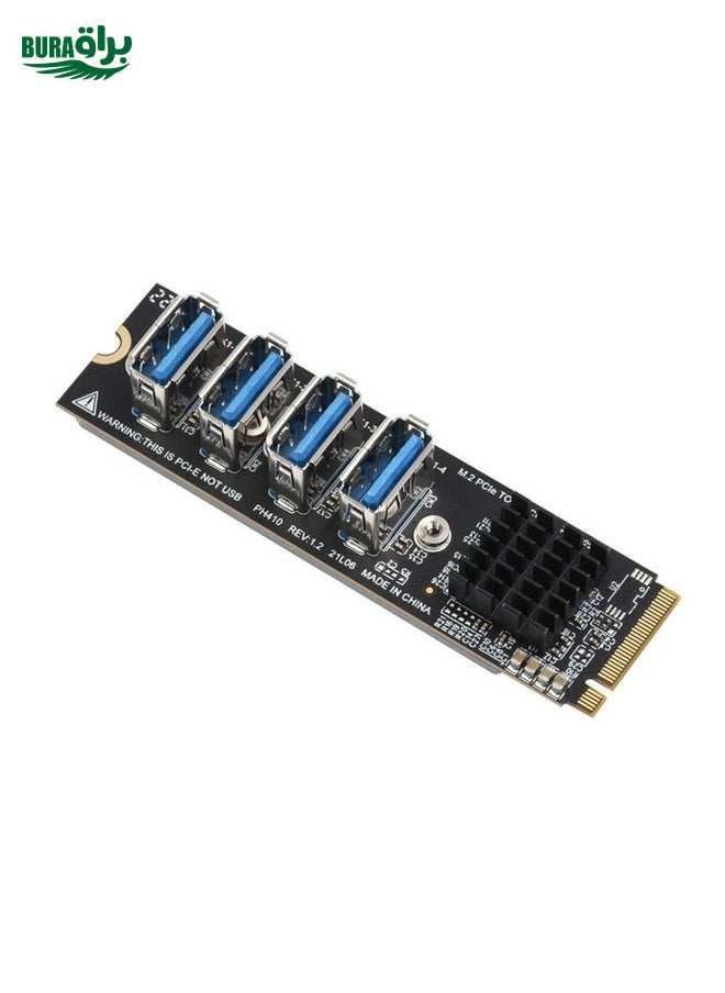 BURAQ - Waveshare 23316 M.2 to PCIe 4-Ch Expander, Using With PCIe X1 to PCIe X16 - Image 1