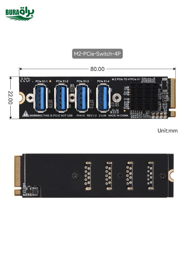 BURAQ - Waveshare 23316 M.2 to PCIe 4-Ch Expander, Using With PCIe X1 to PCIe X16 - Image 1
