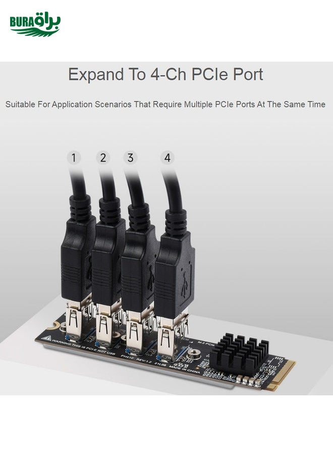 BURAQ - Waveshare 23316 M.2 to PCIe 4-Ch Expander, Using With PCIe X1 to PCIe X16 - Image 1