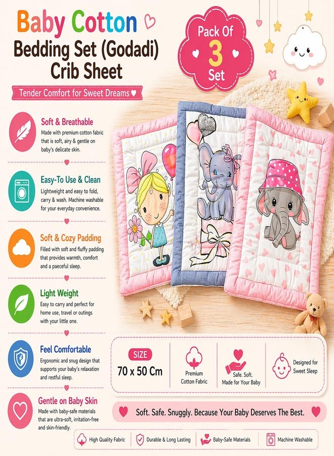 FRIDO Baby Godadi Pack of 3, Soft Cotton, Multicolor Cartoon Print, 20x30 Inch, Newborn Bedding Mat Set (FR_Godadi_1-2-3) - Image 5