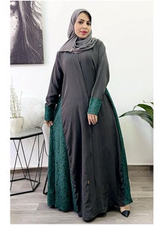 Abaya  Sponj-Neck Denthal two side with salona Japan green