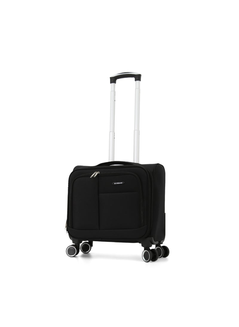 Giordano Softside Double Spinner Wheel Luggage Trolley Bag 18 inch Cabin Size ,Black - Image 1