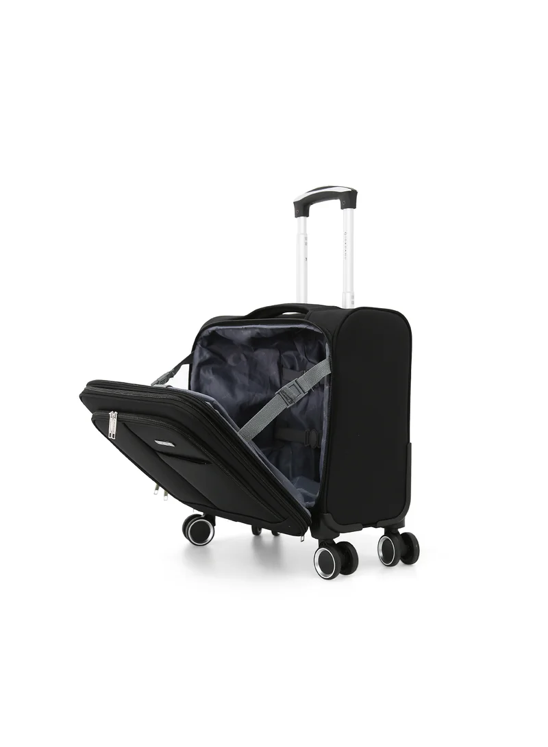 GIORDANO Giordano Softside Double Spinner Wheel Luggage Trolley Bag 18 inch Cabin Size ,Black
