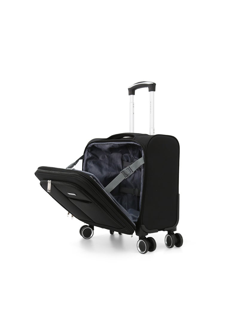 Giordano Softside Double Spinner Wheel Luggage Trolley Bag 18 inch Cabin Size ,Black - Image 2