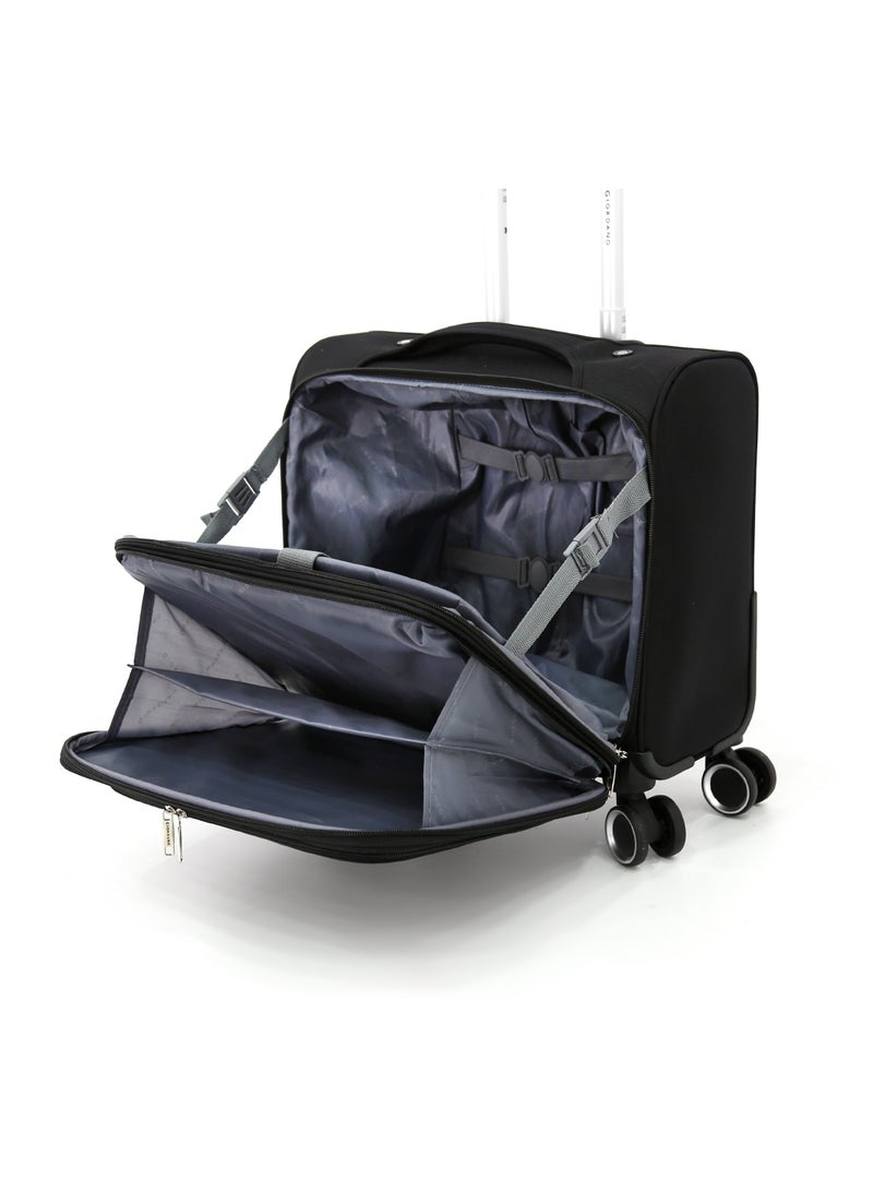 Giordano Softside Double Spinner Wheel Luggage Trolley Bag 18 inch Cabin Size ,Black - Image 3