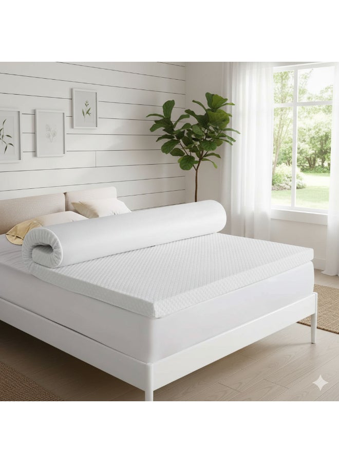 Harmony Home Memory Foam Mattress Topper – 5cm Visco Elastic | Removable Knitted Cover | Double Size (120x190 cm) - Image 1
