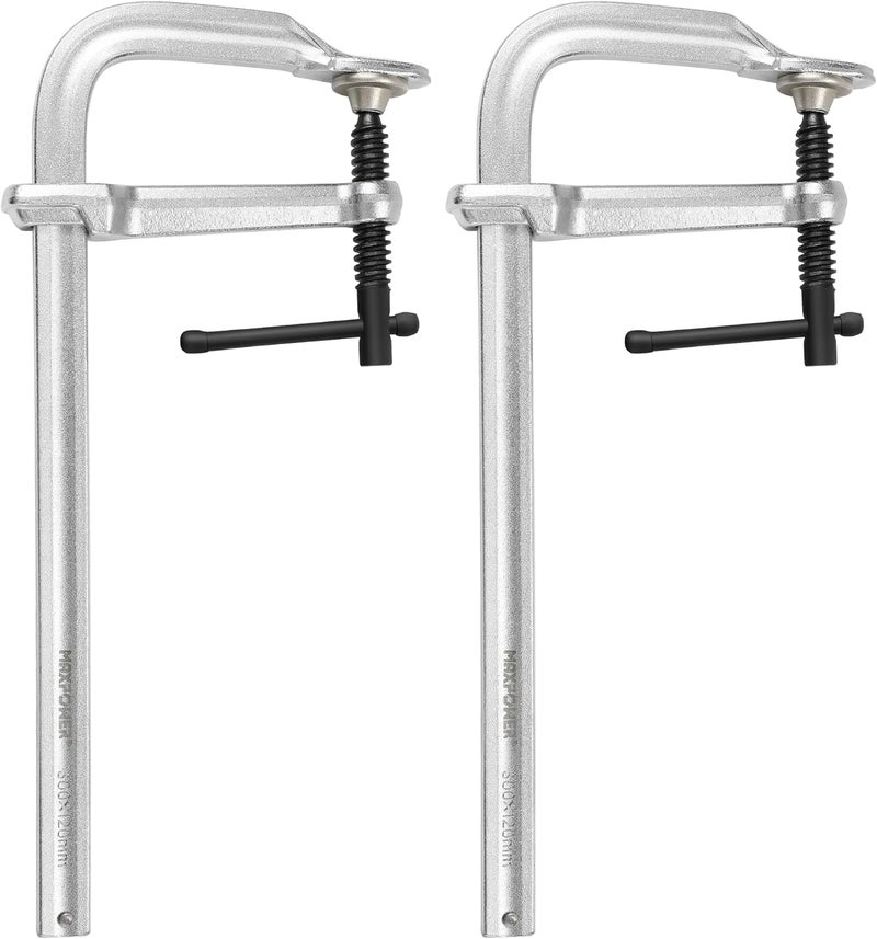 Max Power Heavy Duty F Clamp 12-Inch x 4-3/4-Inch Throat (300 x 120mm Throat),Pack of 2 - Image 1