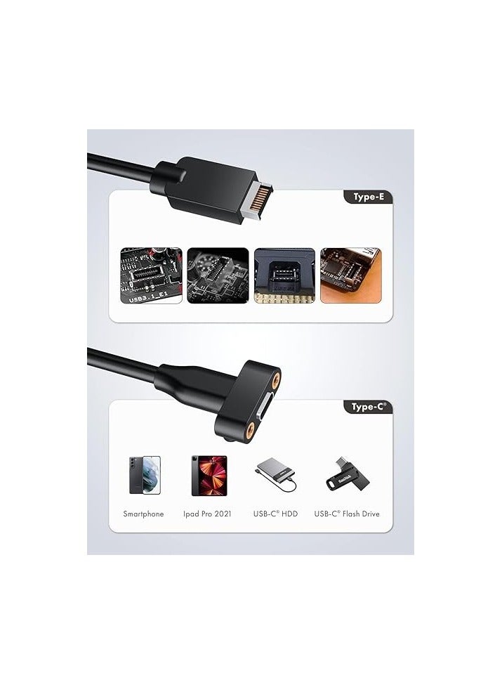 PROMASS USB 3.1 USB-C Front Panel Adapter, Type-C Female Extension Cable with Panel Screw Bracket - Image 3