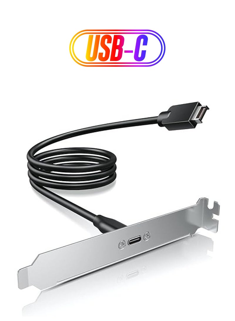 PROMASS USB 3.1 USB-C Front Panel Adapter, Type-C Female Extension Cable with Panel Screw Bracket - Image 1