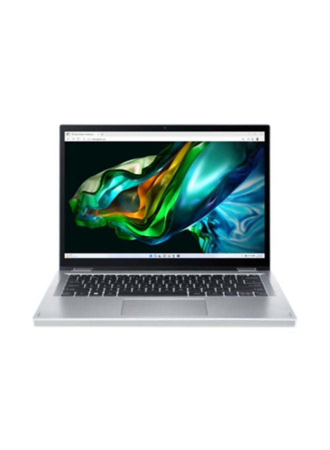Acer Aspire 3 Spin 14 2-in-1 Convertible (2023) Laptop – Intel Celeron-N100 / 14inch WUXGA / 128GB SSD / 4GB RAM / Windows 11 Home / English & Arabic Keyboard Pure Silver - Image 1