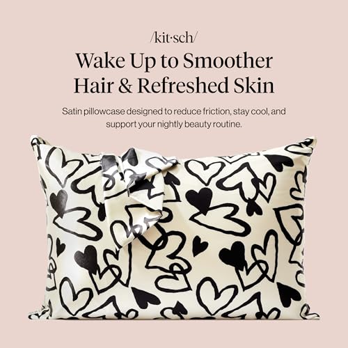Kitsch Satin Pillowcase with Zipper for Hair Skin Softer Than Silk Pillow Cases Smooth Cooling Satin Pillow Case WrinkleFree Machine Washable Pillow Cases Standard Size 19x26 Heart - Image 3