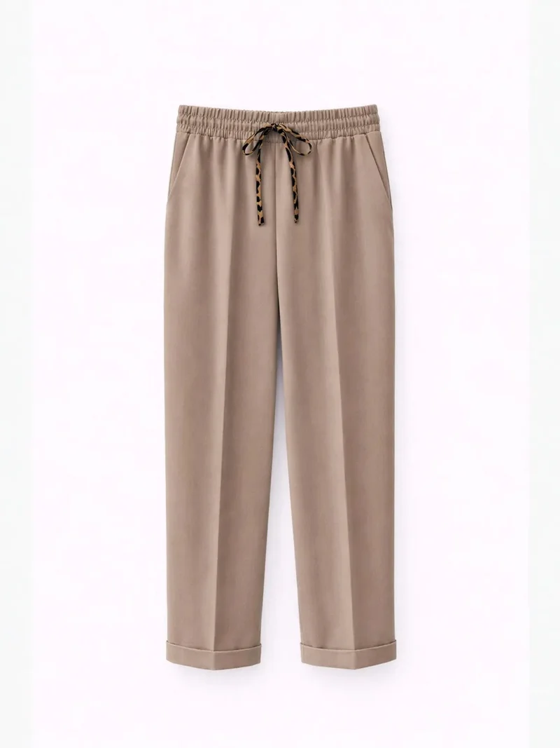 ميكسراي MIXRAY Elastic Waist Cigarette Leg Pants