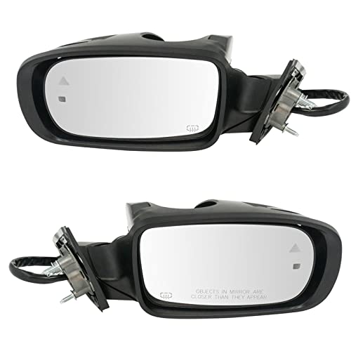 TRQ Driver & Passenger Side Mirror Set with Housing Turn Signal with Puddle Light Compatible with 2012-2018 Chrysler 300 CH1320427 CH1321427 - Image 1