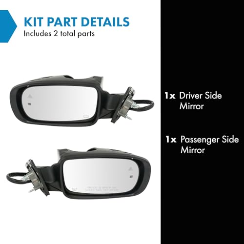 TRQ Driver & Passenger Side Mirror Set with Housing Turn Signal with Puddle Light Compatible with 2012-2018 Chrysler 300 CH1320427 CH1321427 - Image 2