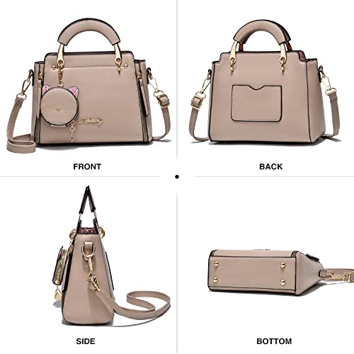 Xiaoyu Fashion Purses and Handbags for Women Ladies Crossbody Bags Top Handle Satchel Shoulder Bags Small Totes (Khaki) - Image 2