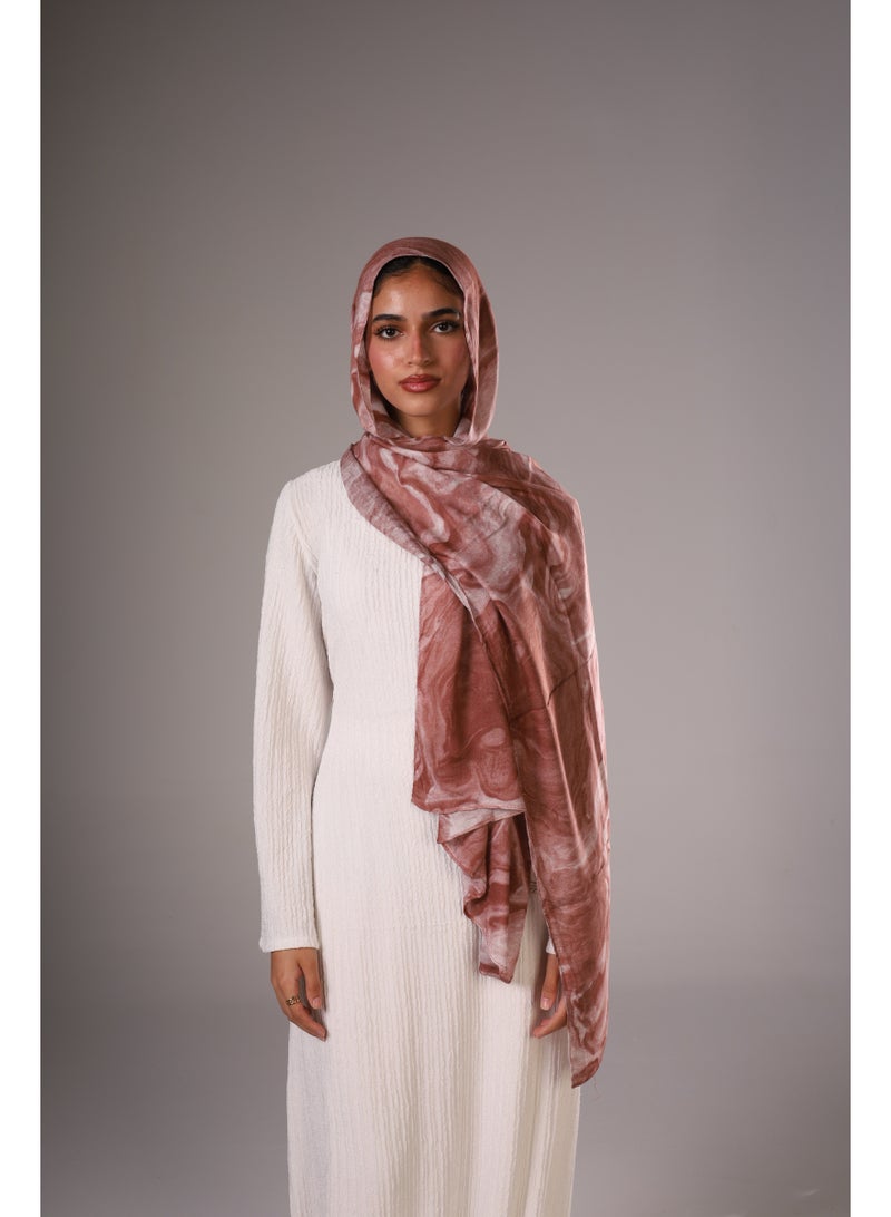 Lavezzi Marble Modal Hijab – Soft Breathable Long Scarf for Women – Lightweight Modest Fashion Headscarf – Elegant Everyday Hijab Shawl (Red) - Image 1
