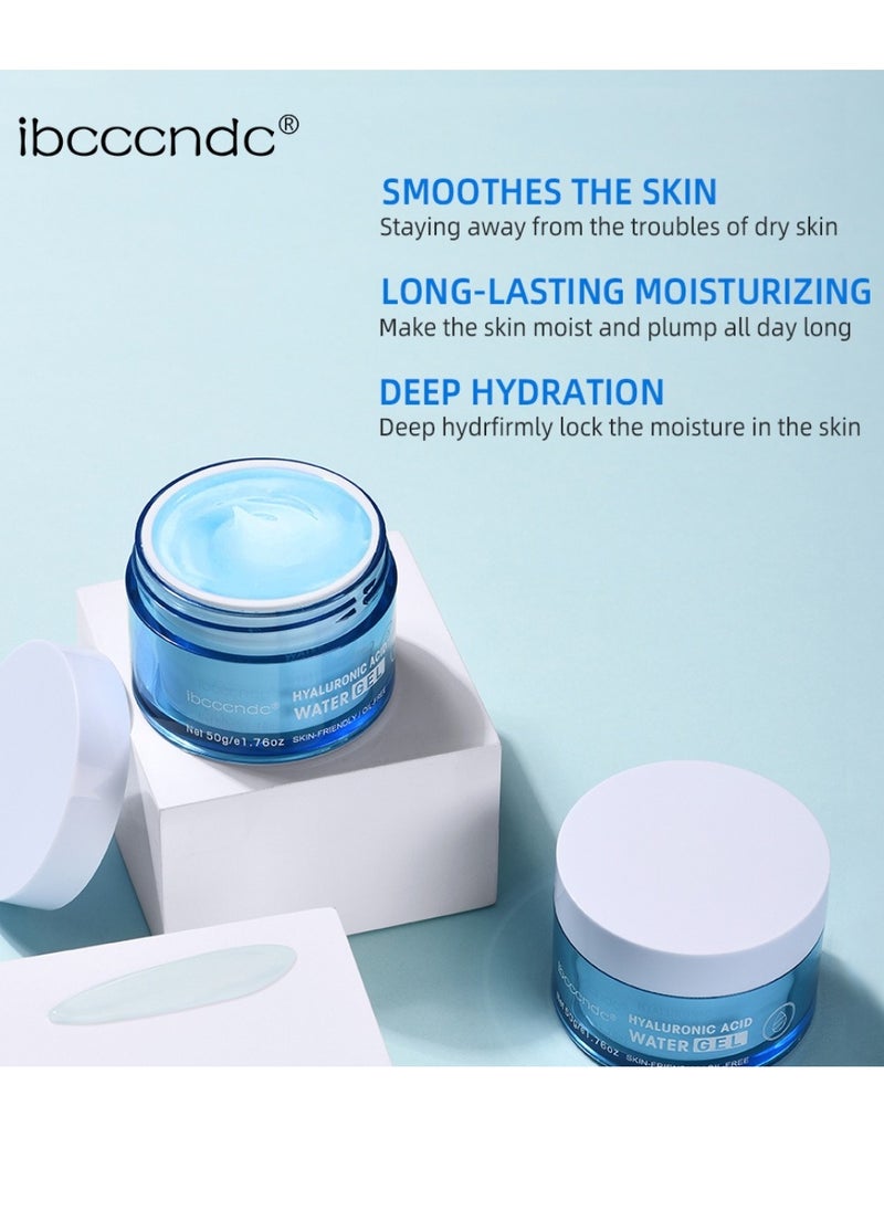ibcccndc - 50g Hyaluronic Acid Moisturizing Water Gel Moisturizing Water Gel with Hyaluronic Acid Day and Night Anti Aging Face Hydrating Firming Cream Smooth Wrinkles and Fine Lines for All Skin - Image 1