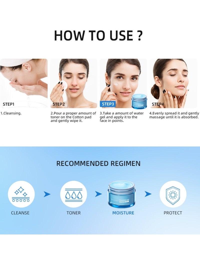 ibcccndc - 50g Hyaluronic Acid Moisturizing Water Gel Moisturizing Water Gel with Hyaluronic Acid Day and Night Anti Aging Face Hydrating Firming Cream Smooth Wrinkles and Fine Lines for All Skin - Image 1