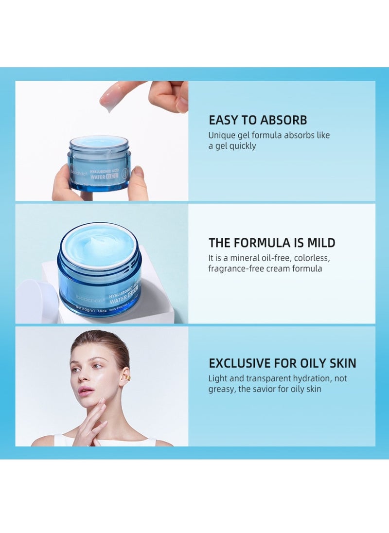 ibcccndc - 50g Hyaluronic Acid Moisturizing Water Gel Moisturizing Water Gel with Hyaluronic Acid Day and Night Anti Aging Face Hydrating Firming Cream Smooth Wrinkles and Fine Lines for All Skin - Image 1