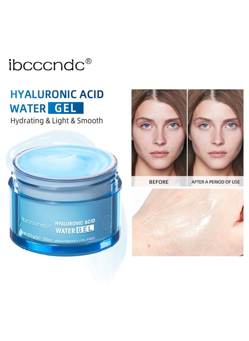 ibcccndc - 50g Hyaluronic Acid Moisturizing Water Gel Moisturizing Water Gel with Hyaluronic Acid Day and Night Anti Aging Face Hydrating Firming Cream Smooth Wrinkles and Fine Lines for All Skin - Image 1