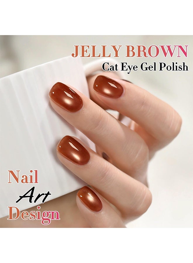 UR SUGAR Gel Polish, Amber Brown Cat Eye Gel Polish, Soak-Off UV//LED,  Magnetic Holographic Shimmer For Salon & Home DIY Manicure 15ml - Image 3