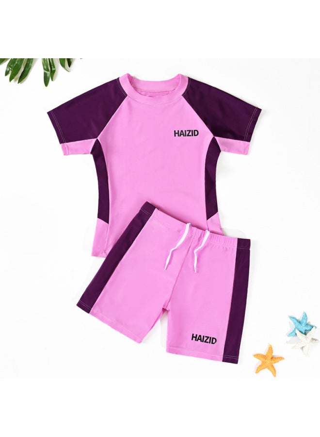 Loquat Source Manufacturers Children's Swimwear Smooth Quick-drying Sunscreen Boys Swimming Suit Girls Swimwear Can Be Customized-Color:8168 Pink- - Image 1