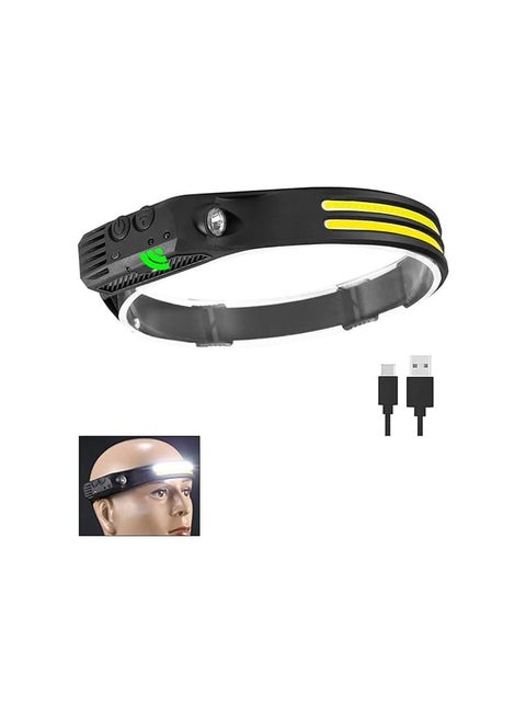 Sensor Headlamp COB LED Head Lamp Flashlight USB Rechargeable