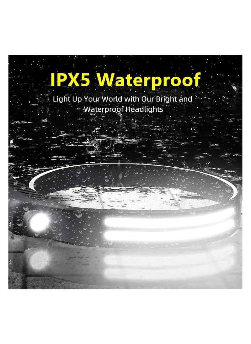 Sensor Headlamp COB LED Head Lamp Flashlight USB Rechargeable
