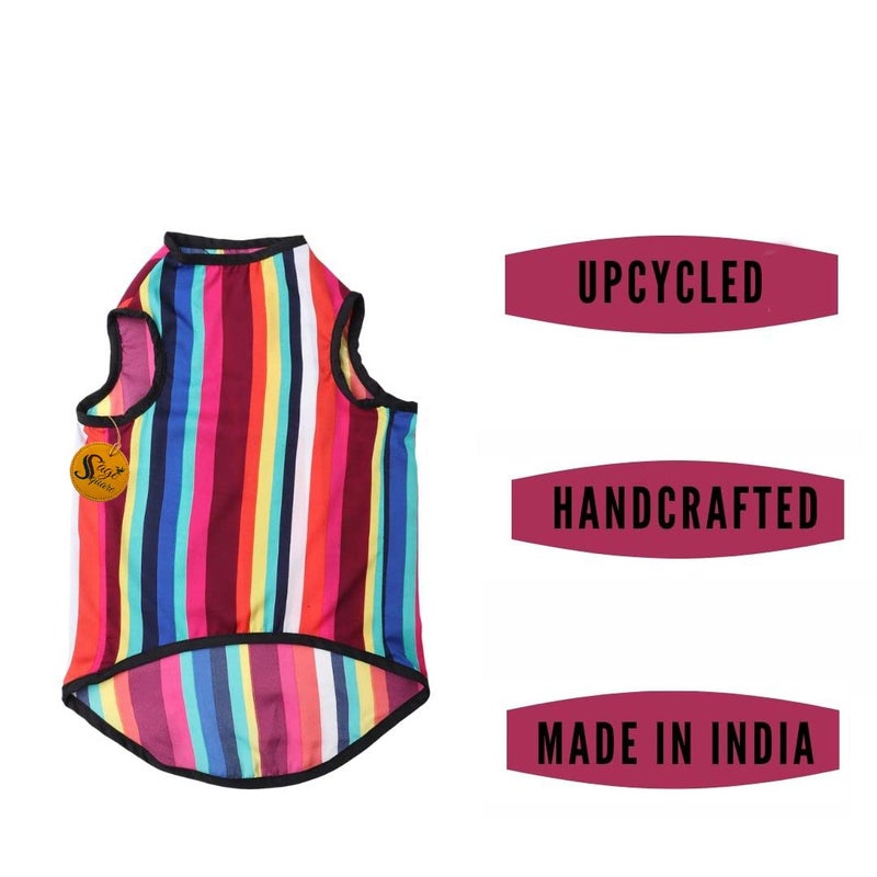 Sage Square Colorful Stripes Print T-Shirt - Trendsetting Dog Apparel for Ultimate Style and Comfort, Let Your Dog Stay Cool and Stylish in Any Season,Fashion Curve (26 Inche) - Image 3