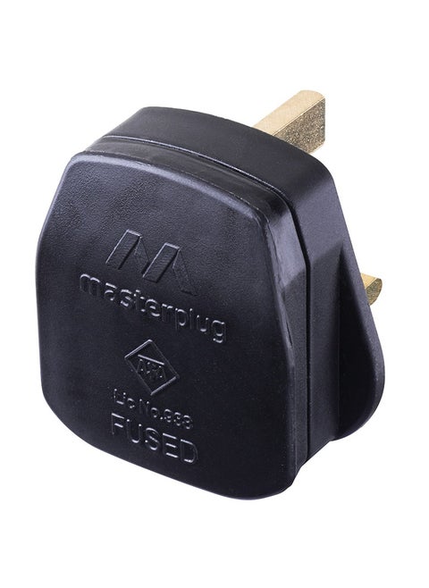 Masterplug PT13B-MP Rewireable Moulded Plug with 13 Amp Fuse, 50 x 48 x 43 mm, Black