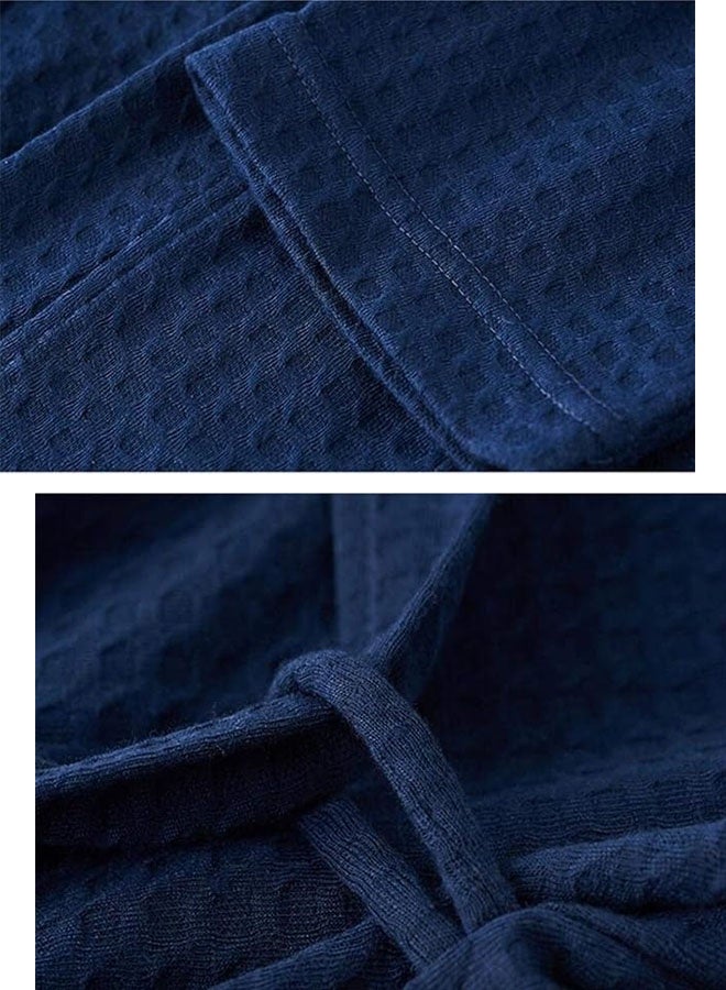 HOMESTAR Premium Waffle Weave Kimono Bathrobe for Adults, Soft Shine Pockets, Spa Bath Robe, Unisex for After Shower or Swimming, Blue - Image 3
