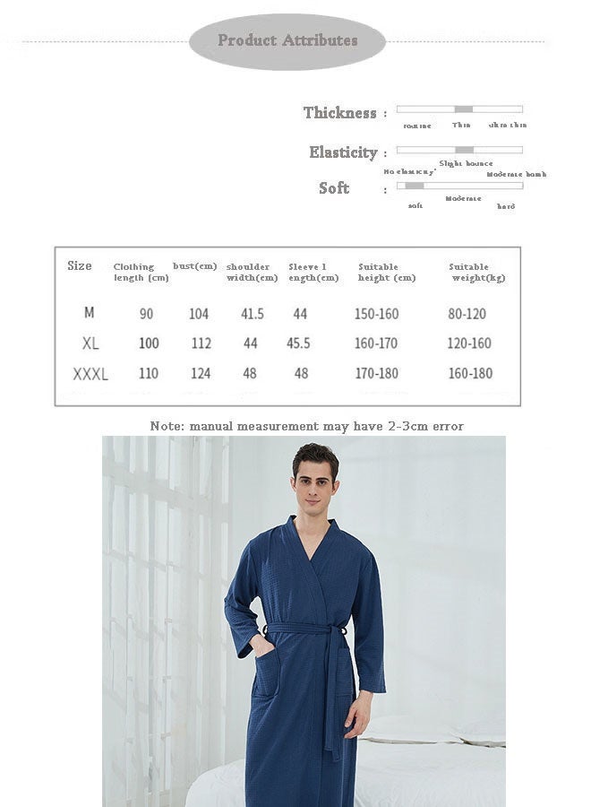 HOMESTAR Premium Waffle Weave Kimono Bathrobe for Adults, Soft Shine Pockets, Spa Bath Robe, Unisex for After Shower or Swimming, Blue - Image 5