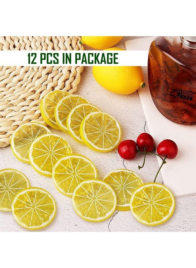 SIMAX 12Pcs Fake Lemon Slices Artificial Fruit Party Decorations Fake Lemon Fruit Decorations For Party Lemon Kitchen Decoration Simulation Yellow Lemon Home Kitchen 2 Inch Plastic Fruit For Kitchen  - Image 5