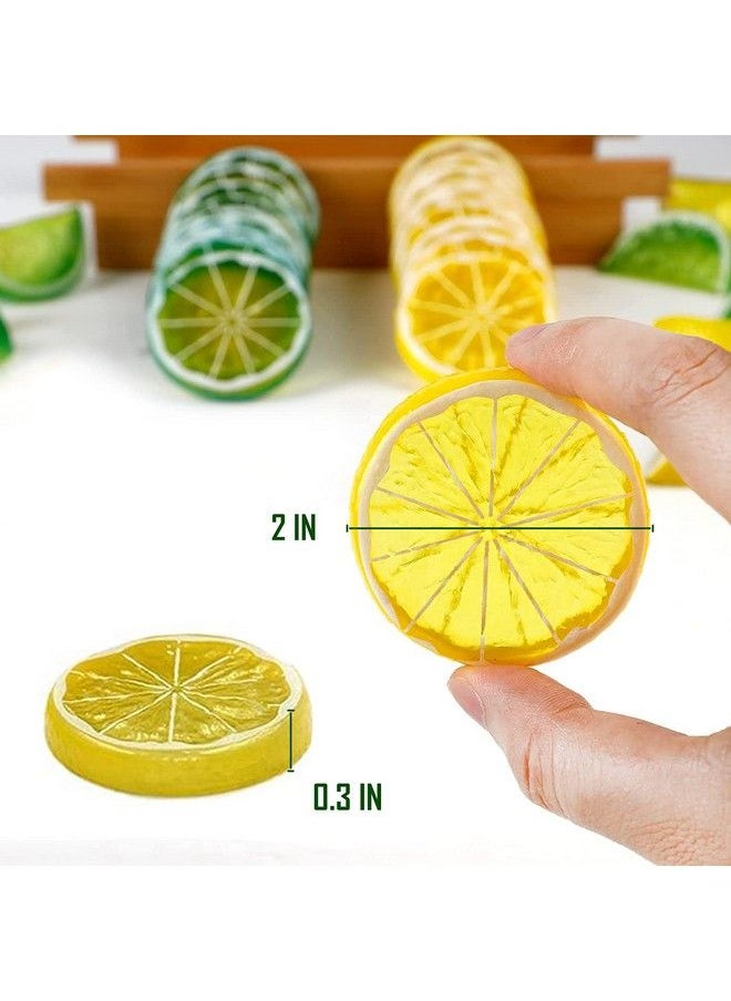 SIMAX 12Pcs Fake Lemon Slices Artificial Fruit Party Decorations Fake Lemon Fruit Decorations For Party Lemon Kitchen Decoration Simulation Yellow Lemon Home Kitchen 2 Inch Plastic Fruit For Kitchen  - Image 3