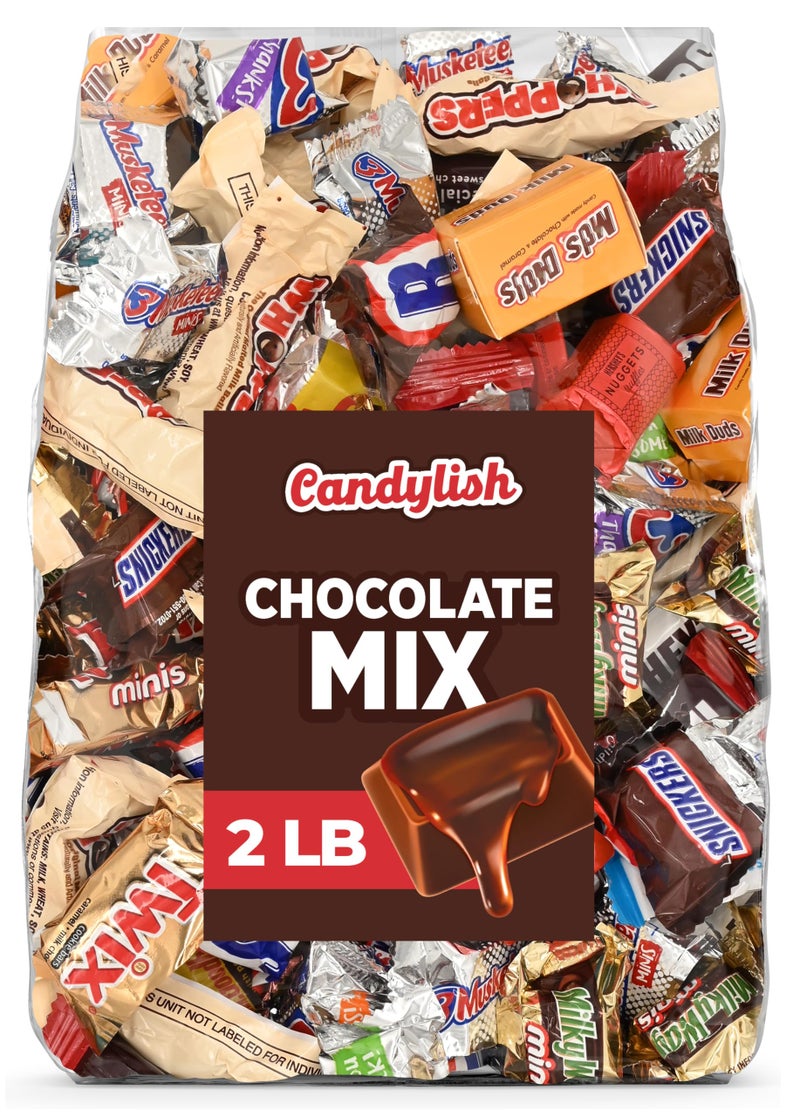 Chocolate Candy Mix Bulk Bag 2LB - Assorted Individually Wrapped Chocolates - Halloween Trick or Treat, Holiday Party, Bulk Chocolate Assortment for Candy Bowls, Gift Bags & Everyday Snacking