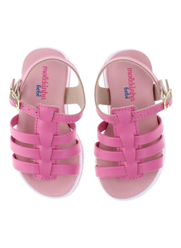 موليكينها Molekinha Infant Girls Sandals With Back Strap Pink | Made In Brazil