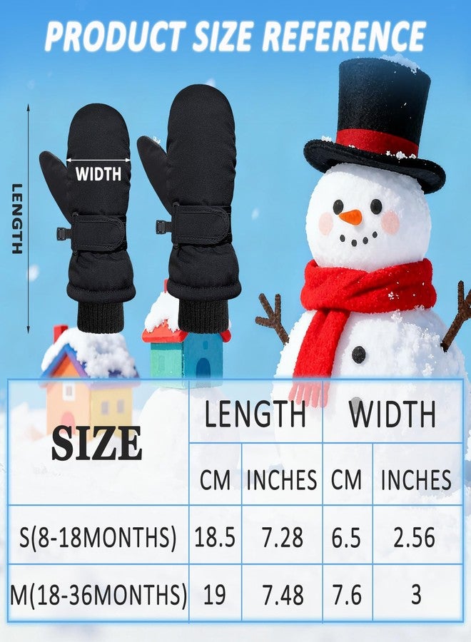 HOPSOOKEN Kids Winter Snow Mittens for Little Girls Boys Thermal Warm Thick Fleece Waterproof Ski Gloves for Cold Weather(BlackM) - Image 2