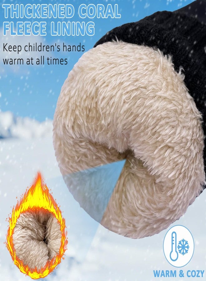HOPSOOKEN Kids Winter Snow Mittens for Little Girls Boys Thermal Warm Thick Fleece Waterproof Ski Gloves for Cold Weather(BlackM) - Image 5