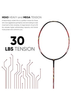 Turbo 99 Carbon Fibre Strung Badminton Racket with Full Racket Cover | For Intermediate Players | 84 grams | Maximum String Tension - 30lbs - pzsku/Z1D4F47E3BFC8E8FC060BZ/45/_/1701328209/28f12aca-9e1a-415c-8740-ca5301f8ec30