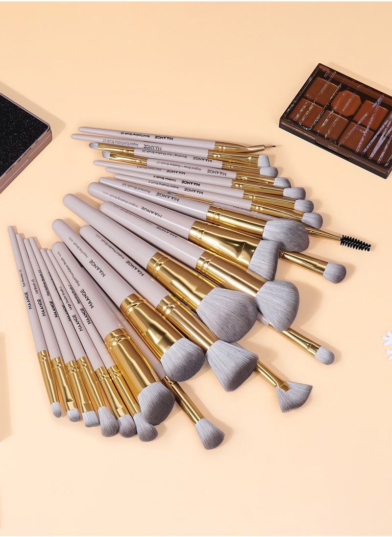 MAANGE - 25 Pcs Professional Makeup Brush Set - Elevate Your Beauty Regime--Beige - Image 1