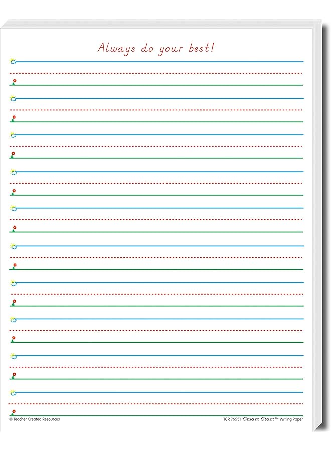 Teacher Created Resources Smart Start 1 2 Writing Paper 100 Sheets Tcr76531 White - Image 1